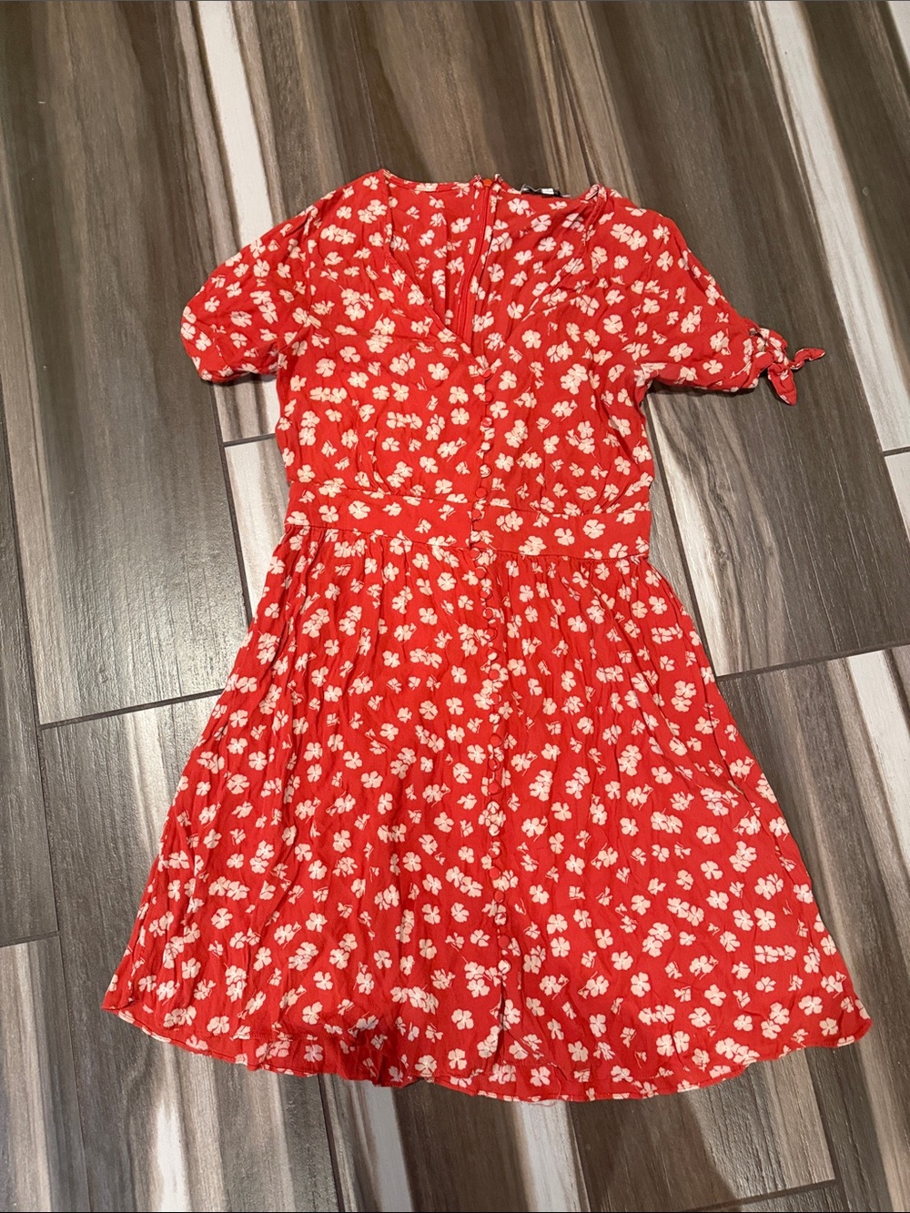 Madewell Red Floral Tie-Detail Kids Dress